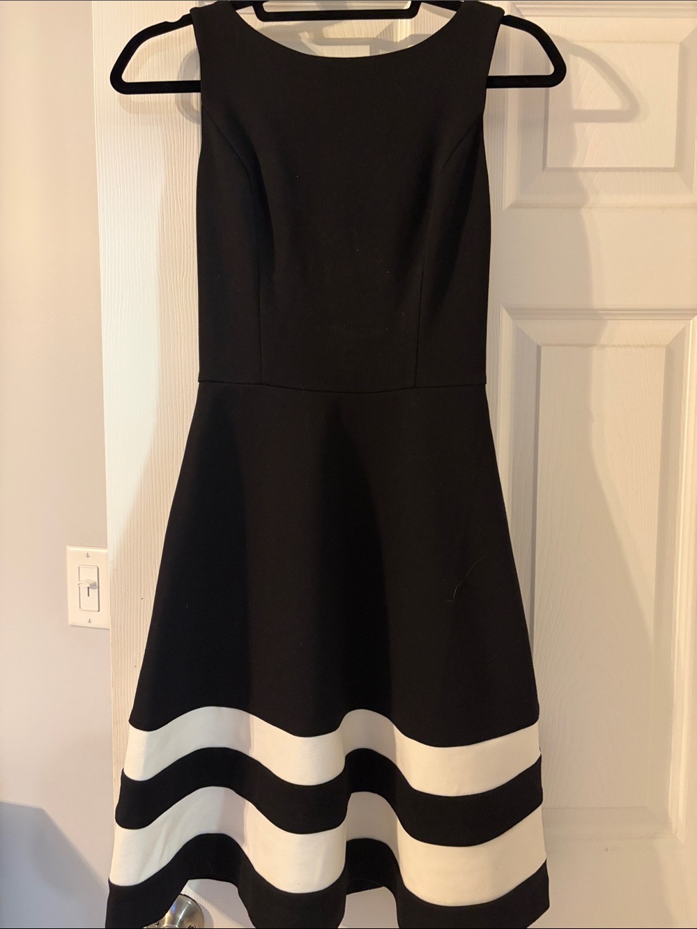 White House Black Market Black and White Sleeveless Fit-and-Flare Dress